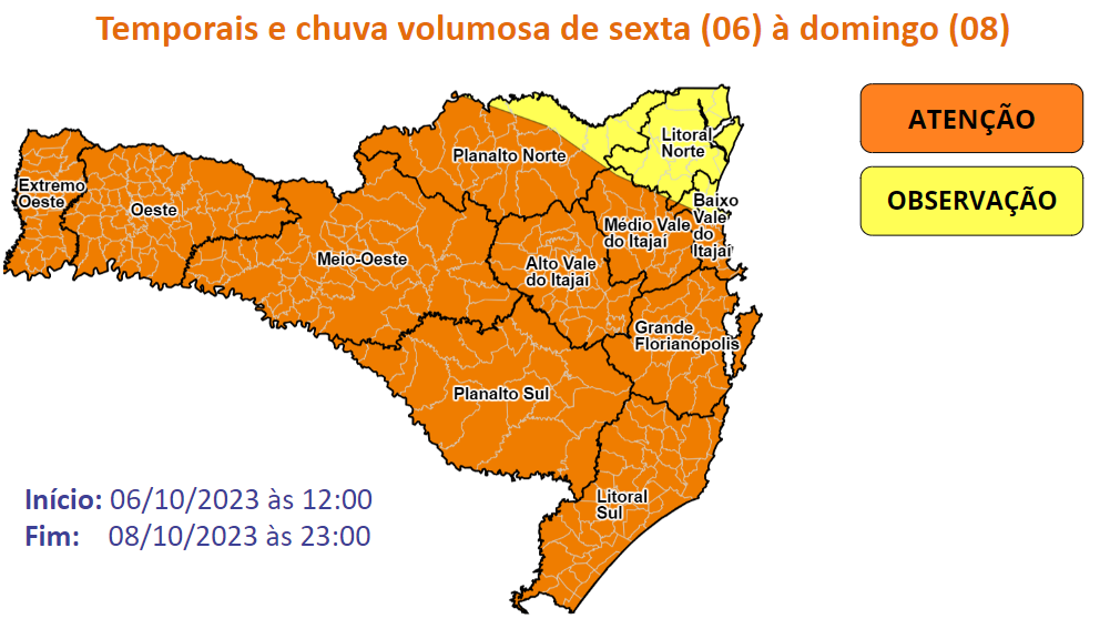 Divulgação / Defesa Civil SC