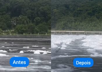 Antes e depois da lagoa de aeração