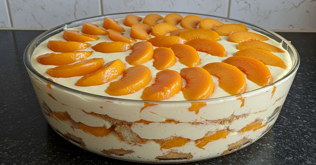 Como fazer um pavê de pêssego em calda cremoso e refrescante Como fazer um pavê de pêssego em calda cremoso e refrescante